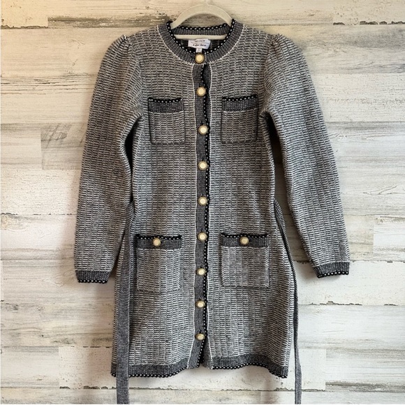 & Other Stories Buttoned Contemporary Merino Wool Blend Mini Dress Coat Grey - Picture 11 of 13